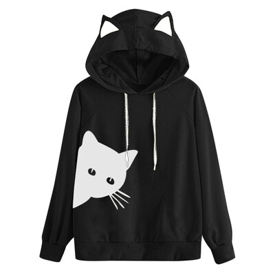 

Starmoon Womens Cat Long Sleeve Hoodie Sweatshirt Hooded Pullover Tops Blouse BKL