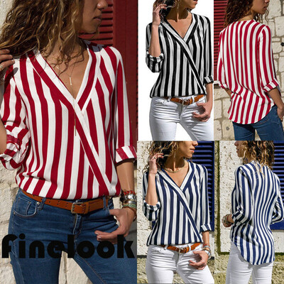 

Fashion Womens Long Sleeve Loose Blouse Casual Shirt Summer Chiffon Tops T-Shirt