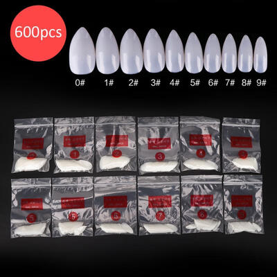 

Greensen 600Pcs Professional Pointed Salon False Nail Tips UV Gel Practice Fake Artificial Nails