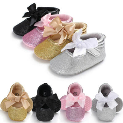 

Toddler Kids Baby Girls PU Princess Bow Loving Heart Shoes Crib Sole Sneaker