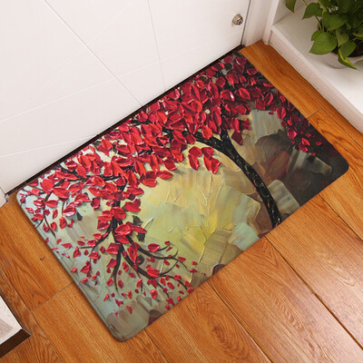 

Toponeto Oil Painting Tree Bath Mats Bedroom Carpets Door Mats Non-Slip