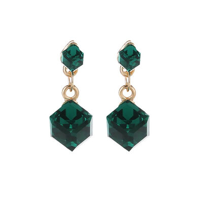 

Famous Brand Fashion Brincos Wedding Jewelry Big Blue Earring Crytal Square Stud Earrings For Women
