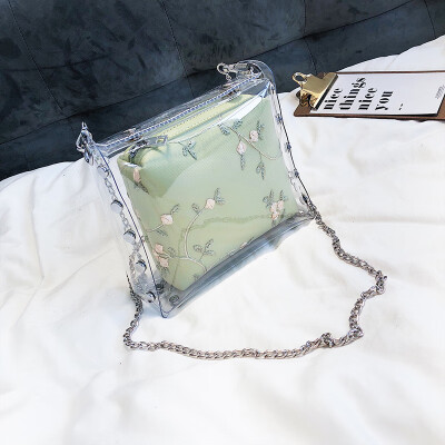 

Ins network celebrity on the new texture transparent small square bag new 2019 Korean version of the chain single shoulder slanted