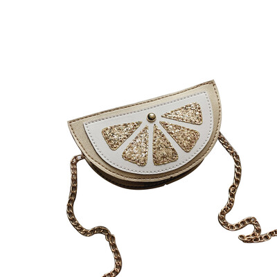 

Girls Kids Children Handbag High Quality Women Sweet Cute Orange Pattern With Sequins Cross-body PU Shoulder Messenger