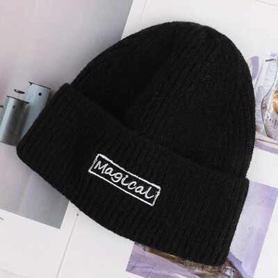 

Adult Winter Hat Womens Wool Cap Korean Edition Simple Hundred Sets of Pure Knitted Hat Student Couple Ear Protector Cold Cap