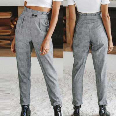 

Tailored Women Button Fashion High Waist Stripe Print Fashion Wide Leg Pants