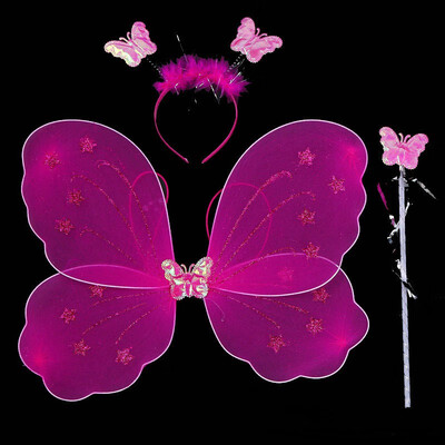 

3Pcsset Cosplay Costume Lovely Clothing Princess Kids Girl Butterfly Wing Wand Headband Fairy Christmas Party Dress