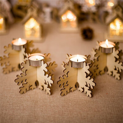 

Gobestart Cute Wooden Snowflake Christmas Candlestick Decorating Christmas Ornaments Toy