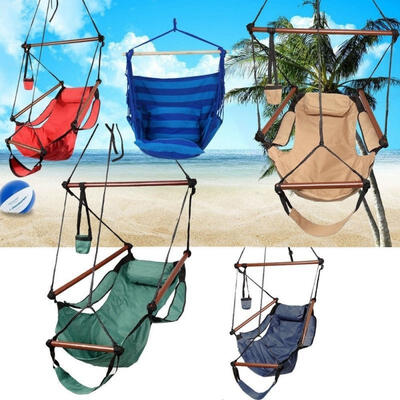 

Outdoor Indoor Hammock Hanging Chair Air Deluxe Swing Chair Solid Wood 250lb US