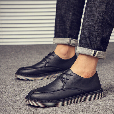 

Mens shoes fall new fashion shoes Korean version of Joker casual British black leather shoes stylist
