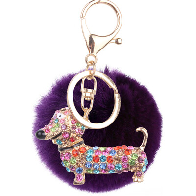 

Cute Keji Keychain Diamond Cartoon Puppy Keychain Gift Rex Rabbit Fur Plush Ball Jewelry