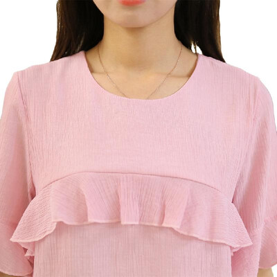 

New Fashion Women Two-Piece Set Ruffles Flare Sleeve Chiffon Tops Mesh Flower Print Strap Splicing Sweet Two-piece Suit Dress Pin