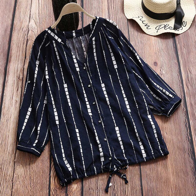 

Starmoon Womens Summer Striped Long Sleeve Casual Button Loose Blouse Tops Shirts