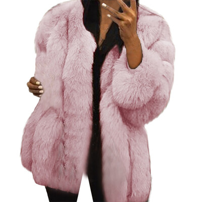 

Toponeto Women Plus Size Short Faux Coat Warm Furry Jacket Long Sleeve Outerwear