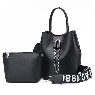 

Bucket bag wide shoulder strap small bag hit color draw rope mother bag shoulder diagonal female bag handbag