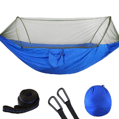 

Portable Outdoor Camping Hammock with Mosquito Bugs Net Reversible Swing Extension Straps Clips Included