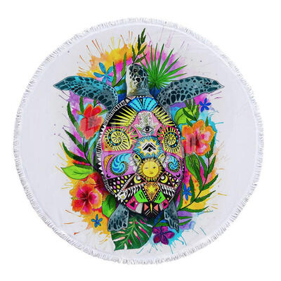 

Turtles Printed Round Blanket Wall Hanging Tapestry Beach Towel Yoga Mat