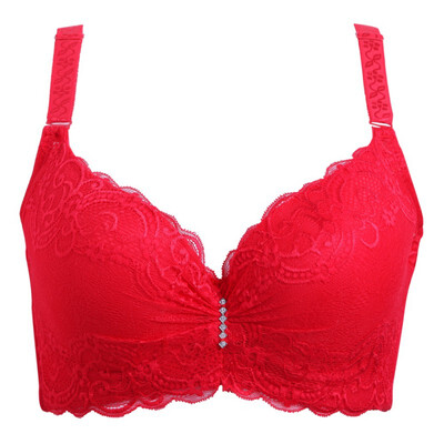 

Sexy Lingerie Women Underwear Solid Pink Sexy Breathable Lace Padded Adjustable Underwire Push Up Pluse Size D Cup Bra Newest
