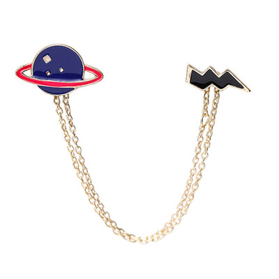 

Cartoon Cute Student Crepe Boat Shirt Planet Cloud Chain Brooch