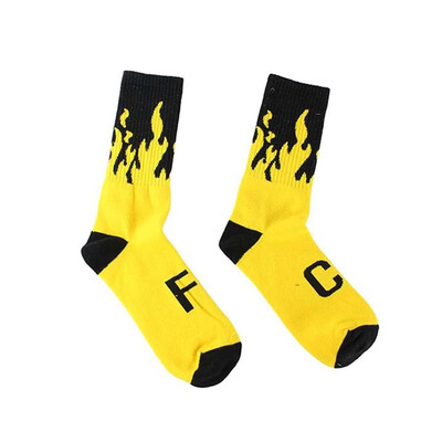 

Fashion Mens Womens Unisex Casual Cotton Flame Hip Hop Socks Skateboard Socks