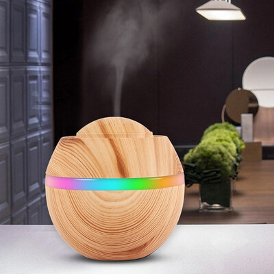

LED 7 Color Changing 500ml Wood Grain USB Ultrasonic Air Aroma Humidifier Aromatherapy Oil Diffuser Night Light