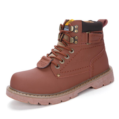 

Mens Boots Genuine Leather Martin Boots Casual High Cut Shoes For Men Yellow Black Brown Size 35-46