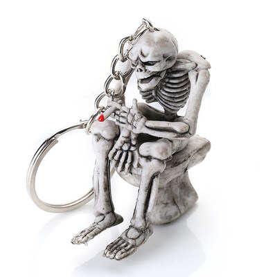 

Men Creative Rubber Car Keyring Keychain Skull Key Chain Toilet Buckle Gift Unique