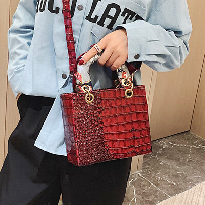 

Female bag 2019 new Kelly bag fashion crocodile pattern handbag high-quality Messenger bag wild ins shoulder bag