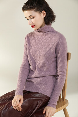 

QIANMUCHUN Womens High Lapel Collared Cashmere Sweater Fashion 5799