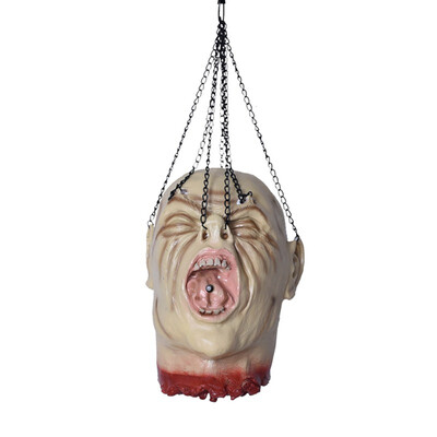 

Halloween Cut Off Screaming Head On Chain Halloween Haunted House Scary Props Party Holiday DIY Decorations