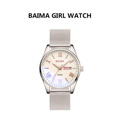 

Korean fashion leisure simple belt womens watch waterproof double date student quartz watch woman