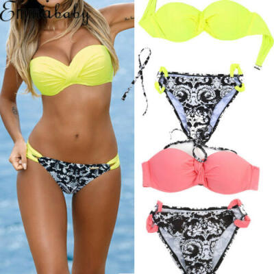 

2PCS Women Push Up Bikini Bra Padded Swimwear Bandage Lady Swimsuit Bathing Suit