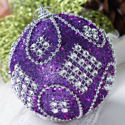 

New Christmas Ball 1Pc 8Cm Rhinestone Glitter Baubles Balls Xmas Tree Ornament Decoration Foam Christmas Decoration