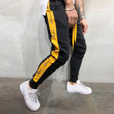 

Gobestart Mens Autumn Winter Joggers Patchwork Casual Drawstring Sweatpants Trouser Pants