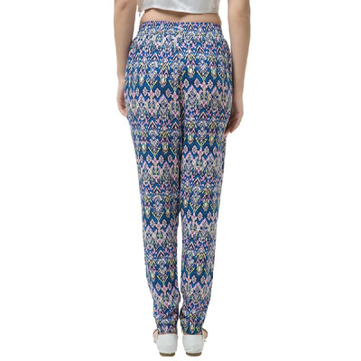 

New Europe Women Harem Pants Geometric Print Elastic Waist Pockets Bohemian Causal Loose Trousers Blue
