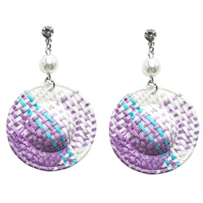 

Cute Romantic Long Straw Hat Simulation Pearl Pendant Earrings Female Multipurpose Temperament Lovely Drop Earrings Beach Gifts