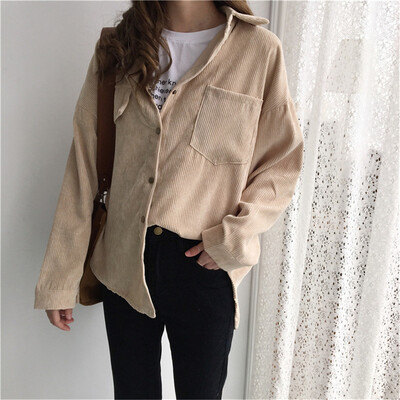 

Tailored Women Corduroy Jacket Top Shirt Coat Casual Vintage Loose Coat