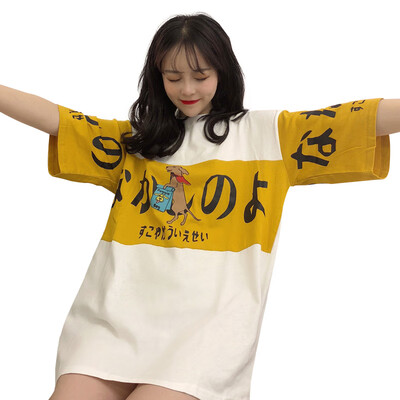 

Harajuku Ulzzang Oversize tshirt cartoon Print Short Sleeve T-Shirts Korean Style Women Loose Summer T shirt Female Casual tops