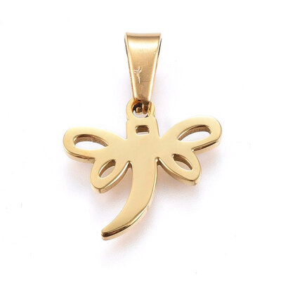 

304 Stainless Steel Pendants Large Hole Pendants Large Hole Pendants Dragonfly Golden 15x165x12mm Hole 8x35mm