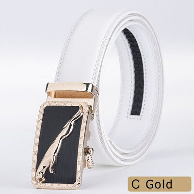 

new alloy automatic buckle belts for men white male real genuine leather belt for business cinturones para hombre cuero 2019