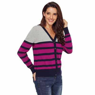 

V-neck long-sleeved cardigan coat casual knit sweater womens