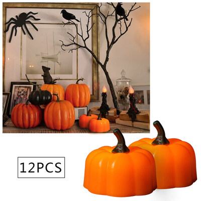 

12PcsSet Mini Simulated Pumpkin LED Light Wax Lamp Halloween Home Party Decor