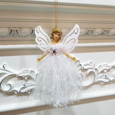 

New Christmas Pendants Angel Dolls With Glittery Wings Decorative Hanging Figurine Ornaments Holiday Gift Decorations