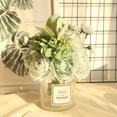

Artificia Flower Ranunculus Plant Leaves Wedding party decoration
