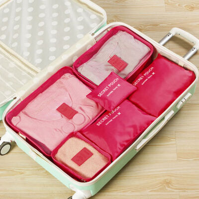 

2019 New Style 6 Pieces Letter Zipper Clothes Underwear Socks Packing Cube Storage Travel Luggage Organizer Bag