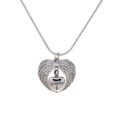 

Titanium Steel Heart-Shaped Wing Necklace Memorial Keepsake Pendant Fashion Jewelry