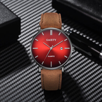 

〖Follure〗Fashion Simple Simple Casual Calendar Business Leather With Strap Mens Watch