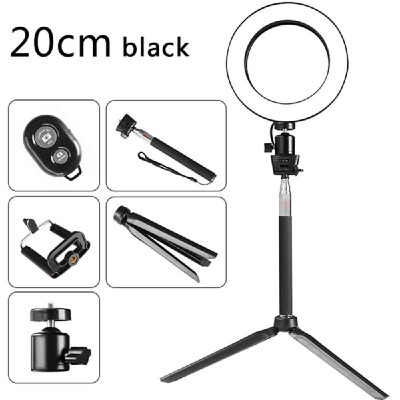 

DC5V 5W 64 LED Ring Light Round Selfie Camera Lamp with Telescopic Tripod Cellphone Holder BT Connected Remote Control 160MM Dia