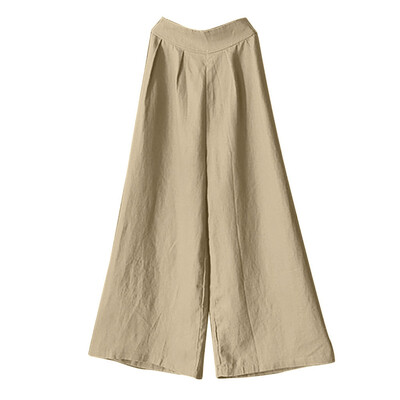 

Womens Cotton Linen Baggy Loose Trousers Ladies Casual Pants Wide Legs -3XL