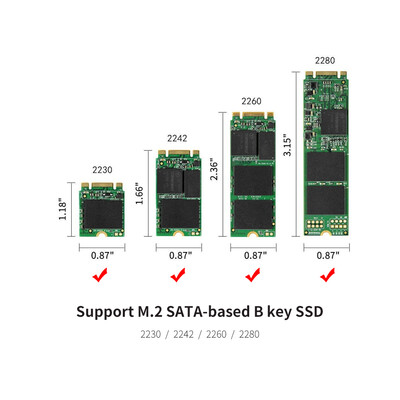 

NGFF to SATA Adapter Card M2 KEY B- SSD SATA30 Converter Support Model 2230 2242 2260 2280